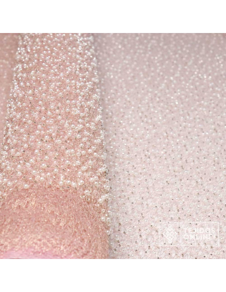 Tul Rosa con Perlas - Telas para Vestidos de Boda - TelasOnline - Imagen 2