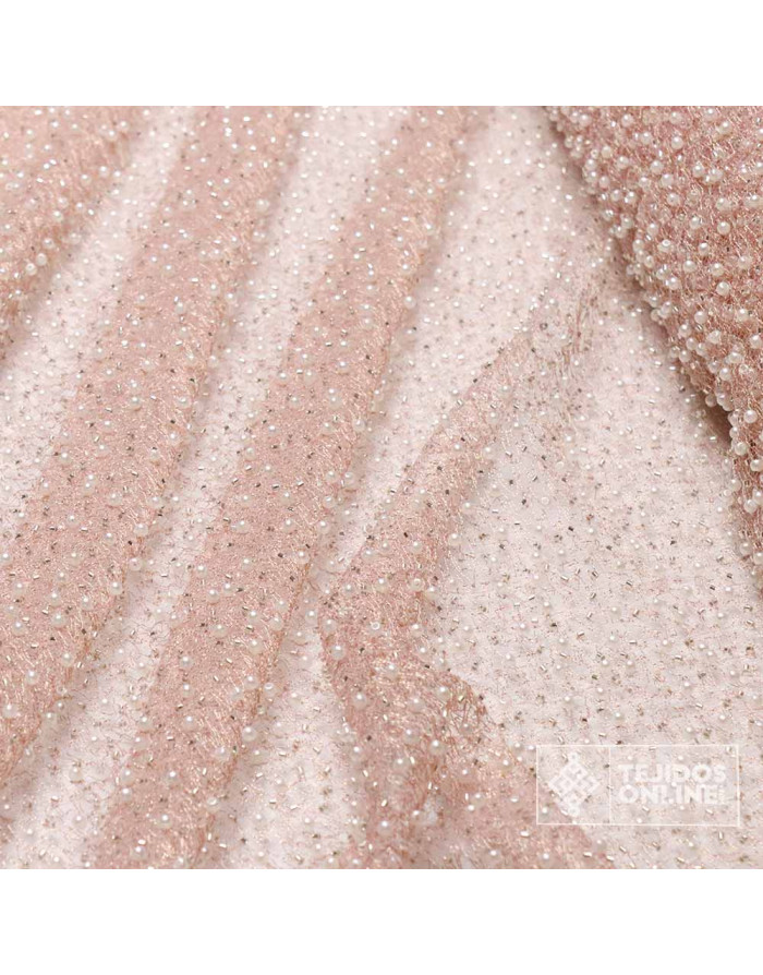 Tul Rosa con Perlas - Telas para Vestidos de Boda - TelasOnline - Imagen 4