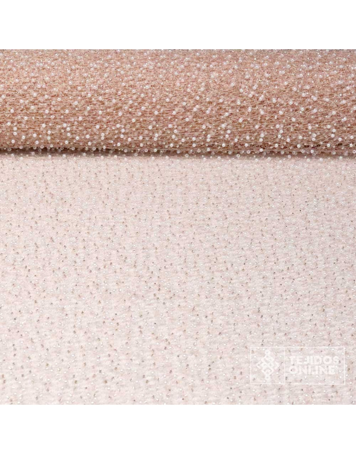 Tul Rosa con Perlas - Telas para Vestidos de Boda - TelasOnline - Imagen 1