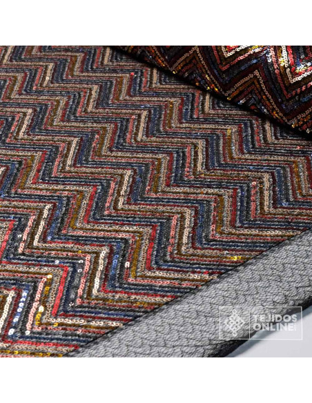 Lentejuela Zig Zag Multicolor - Telas de Lentejuelas - Imagen 3