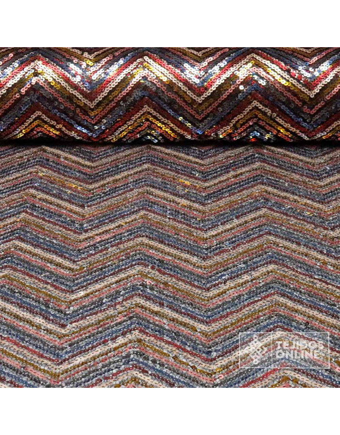 Lentejuela Zig Zag Multicolor - Telas de Lentejuelas - Imagen 1
