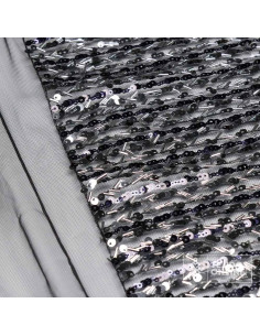 Tul Negro Lentejuela Cilindro Plata - Telas conLentejuelas - Imagen 2