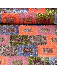 Tela Lentejuelas Mosaico Multicolor - Telas con Lentejuelas - Imagen 1