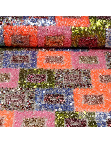 Tela Lentejuelas Mosaico Multicolor - Telas con Lentejuelas - Imagen 1
