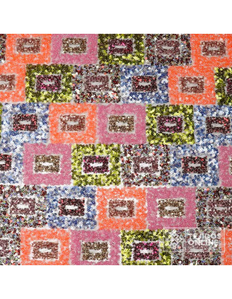 Tela Lentejuelas Mosaico Multicolor - Telas con Lentejuelas - Imagen 4