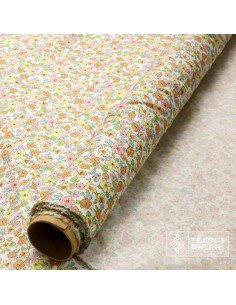 Tela Viscosa Beige con flores Amarillas - Viscosa 100% - Imagen 2
