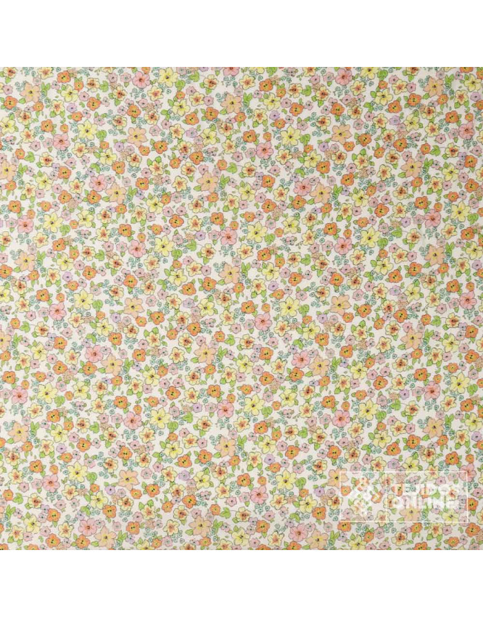 Tela Viscosa Beige con flores Amarillas - Viscosa 100% - Imagen 4