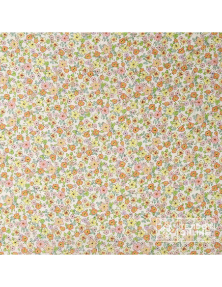 Tela Viscosa Beige con flores Amarillas - Viscosa 100% - Imagen 4