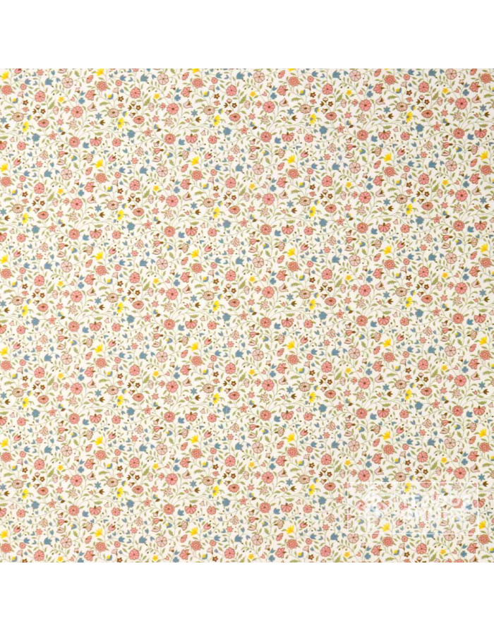 Tela Algodón Beige con flores Azafata y Rosa - Viscosa 100% - Imagen 5