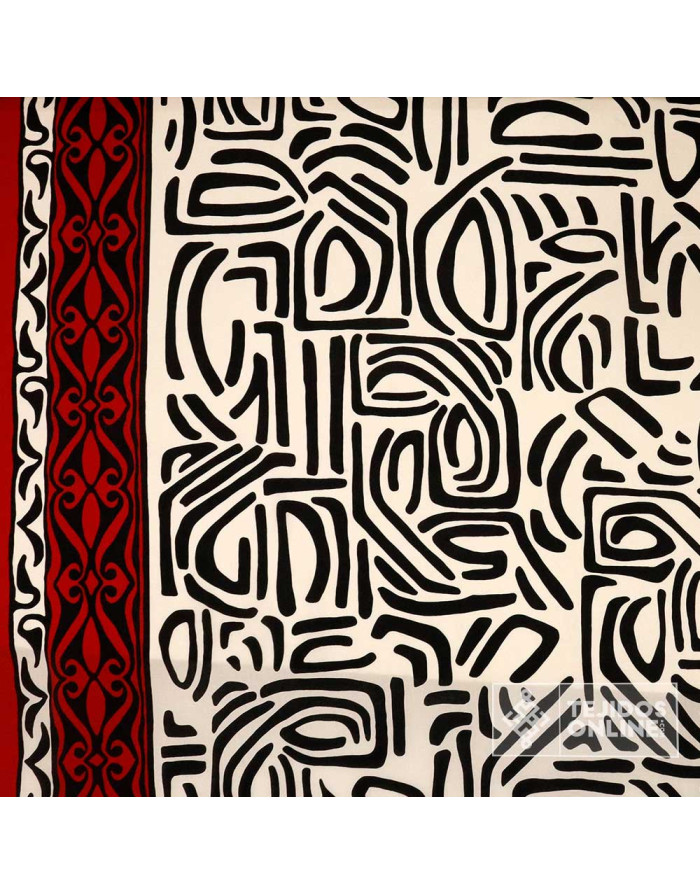 Tela Viscosa Egipto Franja Roja - Viscosa 100% - Imagen 3