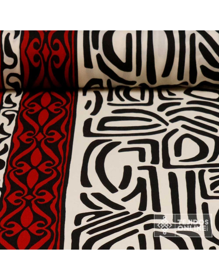 Tela Viscosa Egipto Franja Roja - Viscosa 100% - Imagen 1