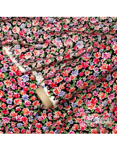 Viscosa Negra Flores Multicolor - Comprar Viscosas 100% - Imagen 2