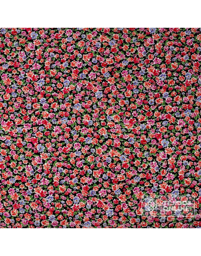 Viscosa Negra Flores Multicolor - Comprar Viscosas 100% - Imagen 3