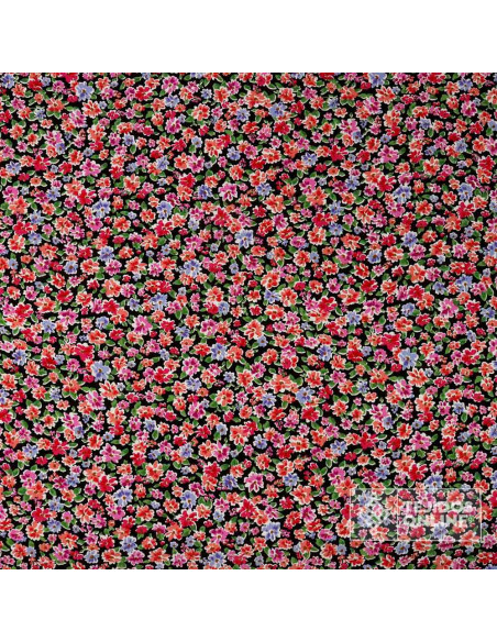 Viscosa Negra Flores Multicolor - Comprar Viscosas 100% - Imagen 3