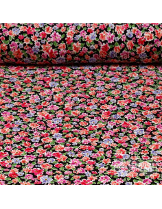 Viscosa Negra Flores Multicolor - Comprar Viscosas 100% - Imagen 1