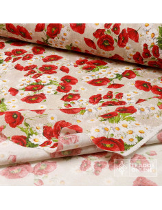 Tela de Amapolas con Margaritas | Telas para Manualidades - Imagen 2