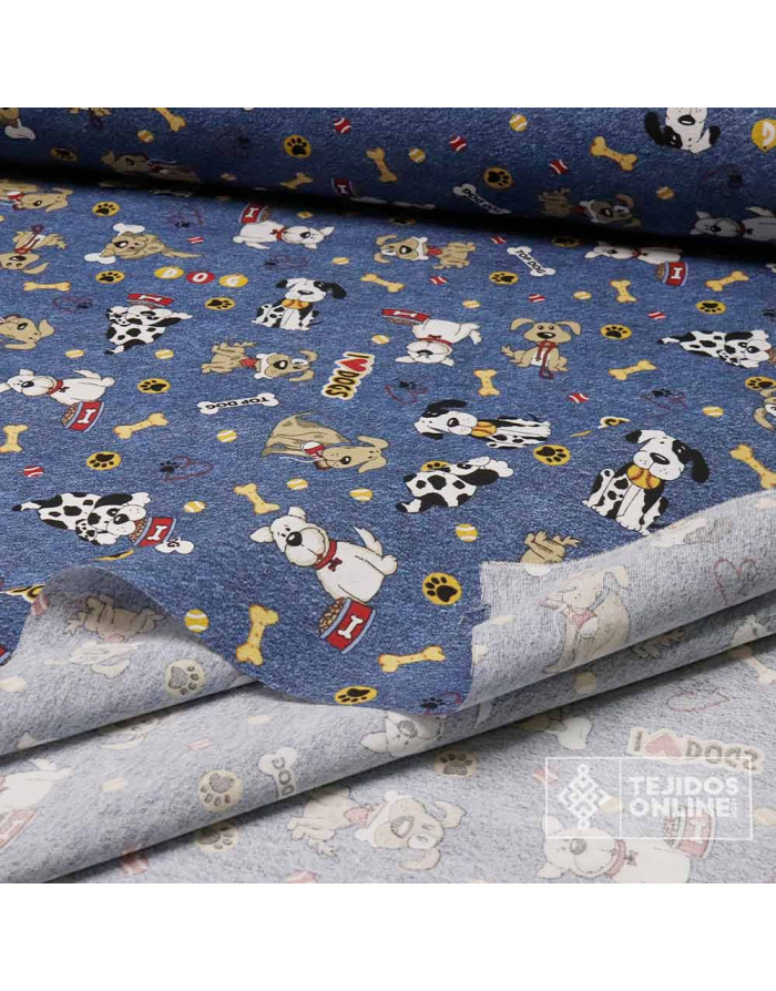 Tela de Perritos Fondo Vaquero | Telas para Manualidades - Imagen 3
