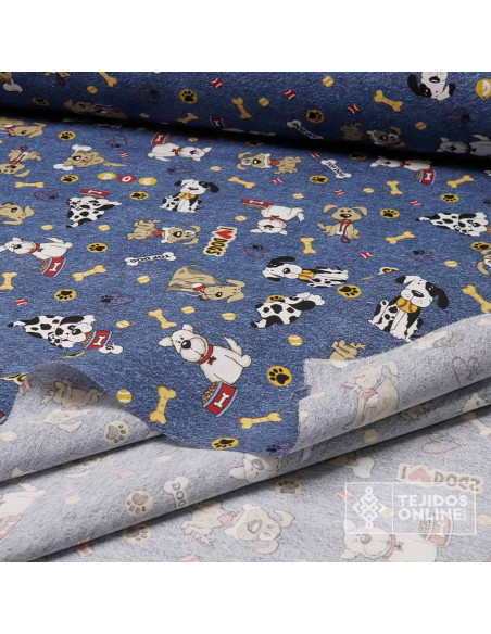 Tela de Perritos Fondo Vaquero | Telas para Manualidades - Imagen 3