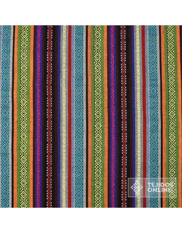 Tela Alpujarreña Azteca Multicolor Pistacho - Comprar Tela Alpujarreña - Imagen 3
