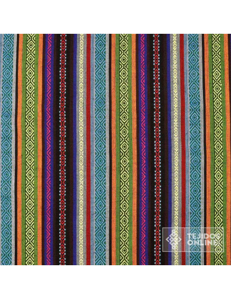 Tela Alpujarreña Azteca Multicolor Pistacho - Comprar Tela Alpujarreña - Imagen 3