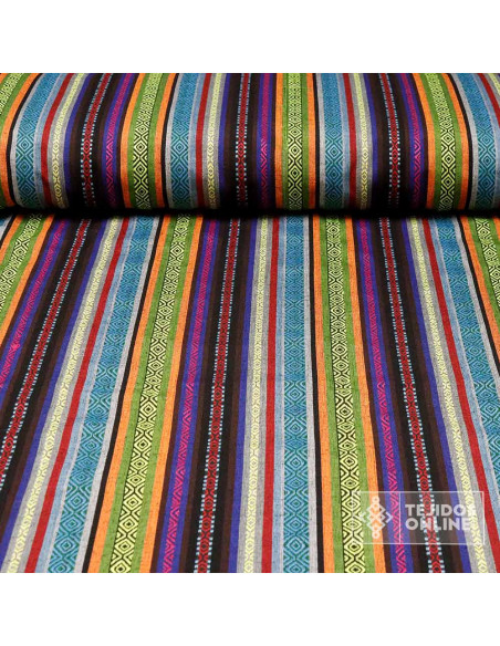 Tela Alpujarreña Azteca Multicolor Pistacho - Comprar Tela Alpujarreña - Imagen 1