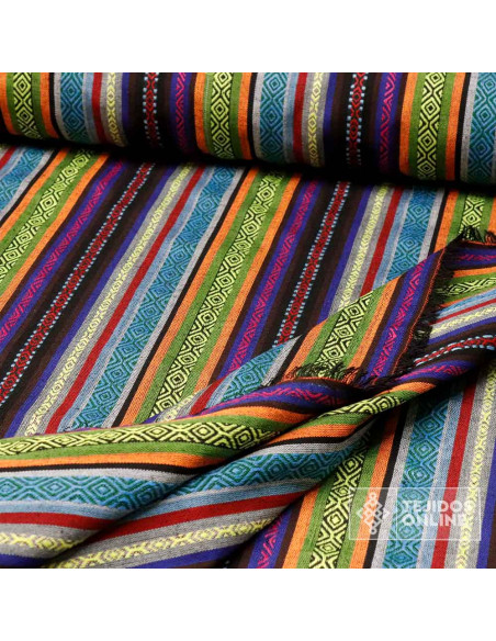 Tela Alpujarreña Azteca Multicolor Pistacho - Comprar Tela Alpujarreña - Imagen 2