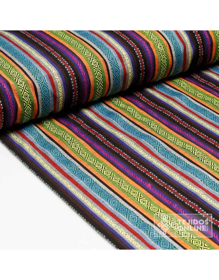 Tela Alpujarreña Azteca Multicolor Pistacho - Comprar Tela Alpujarreña - Imagen 4