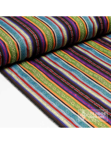 Tela Alpujarreña Azteca Multicolor Pistacho - Comprar Tela Alpujarreña - Imagen 4
