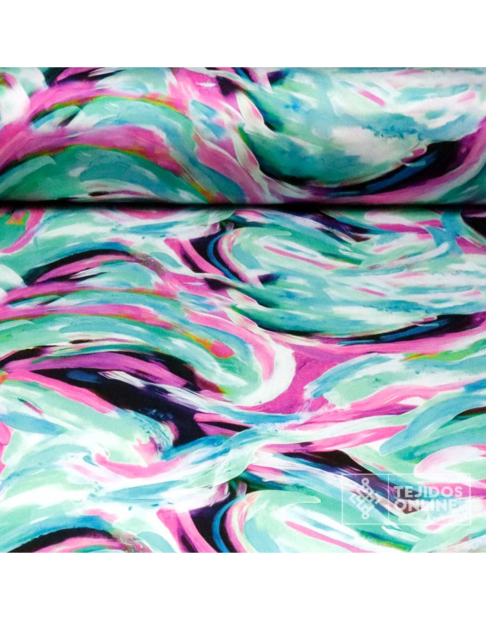 Crep Seda Raso Acuarela - Tela de Vestir Estampada - Imagen 1
