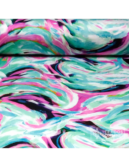 Crep Seda Raso Acuarela - Tela de Vestir Estampada - Imagen 1