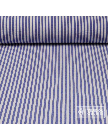 Tela Rayas Azul 1 cm | Tela Rayas para Vestidos - Imagen 1