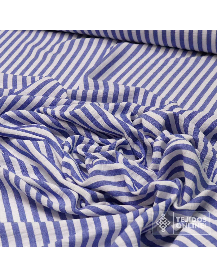 Tela Rayas Azul 1 cm | Tela Rayas para Vestidos - Imagen 2