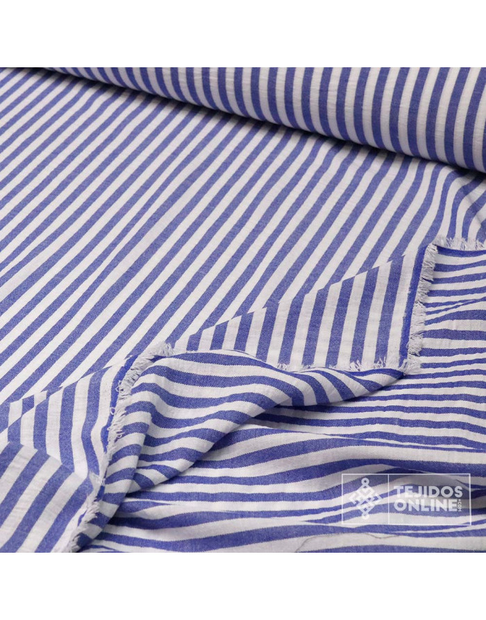 Tela Rayas Azul 1 cm | Tela Rayas para Vestidos - Imagen 4