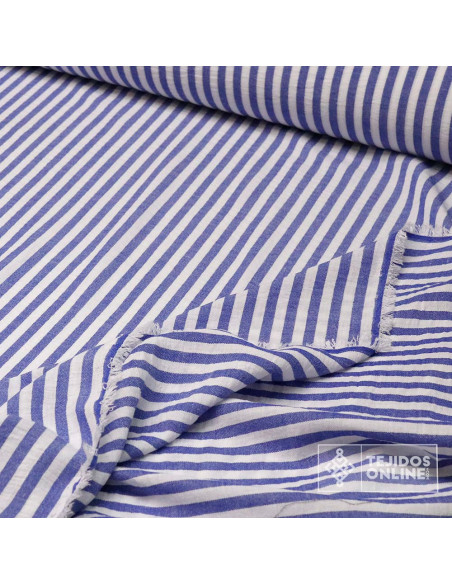 Tela Rayas Azul 1 cm | Tela Rayas para Vestidos - Imagen 4