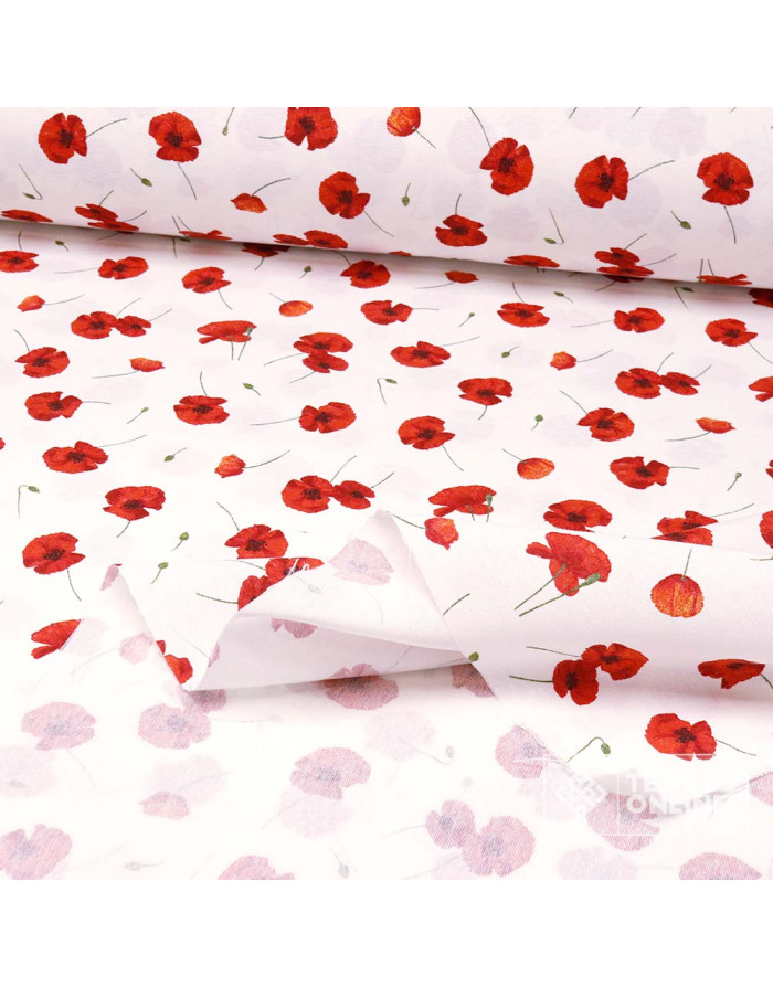 Tela de Amapolas Fondo Blanco | Telas para Manualidades - Imagen 4
