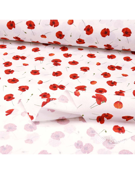 Tela de Amapolas Fondo Blanco | Telas para Manualidades - Imagen 4