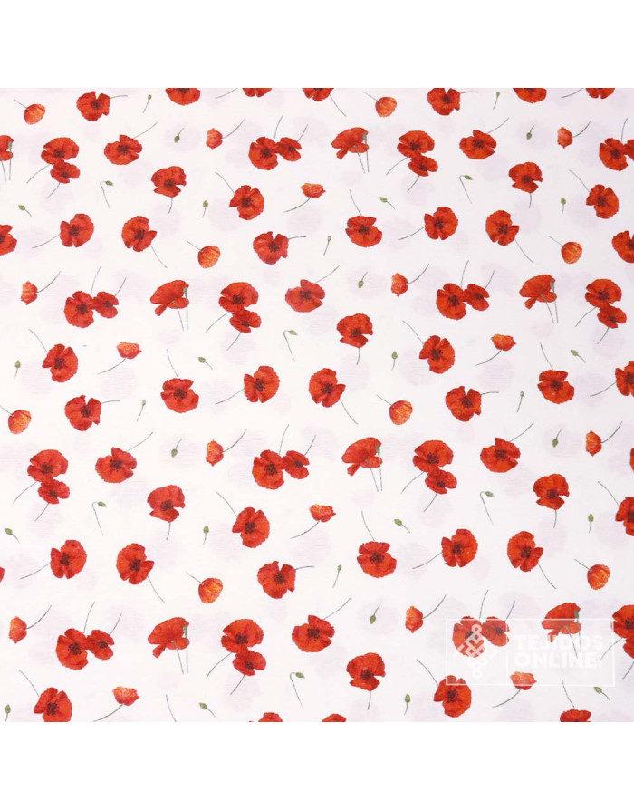 Tela de Amapolas Fondo Blanco | Telas para Manualidades - Imagen 5