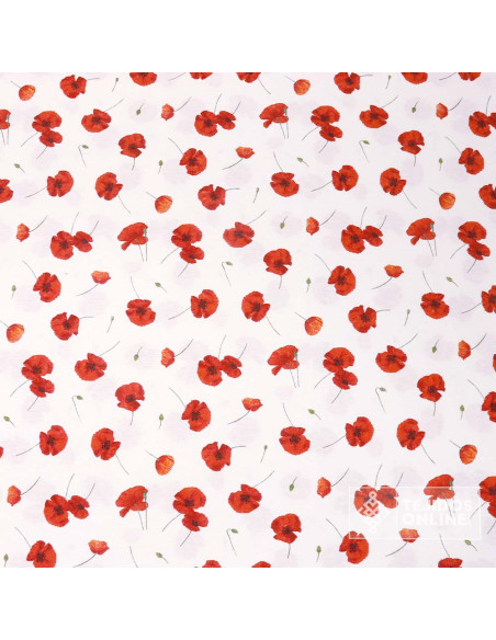 Tela de Amapolas Fondo Blanco | Telas para Manualidades - Imagen 5