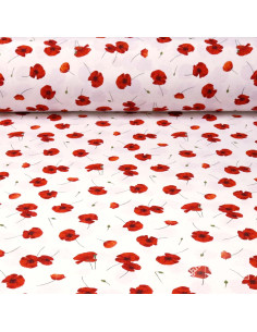 Tela de Amapolas Fondo Blanco | Telas para Manualidades - Imagen 1