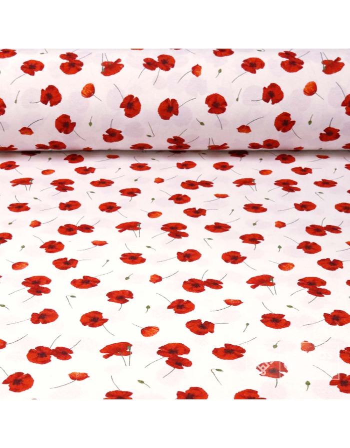 Tela de Amapolas Fondo Blanco | Telas para Manualidades - Imagen 1
