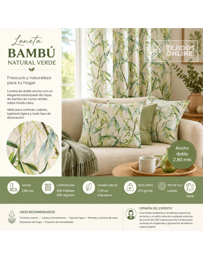 Tela Para Cortinas Bambú| Telas para Cortinas Doble de Ancha - Imagen 5