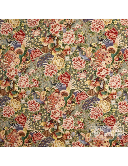 Tela Gobelino Pavo Real Floral: Tapicería Clásica - Imagen 2