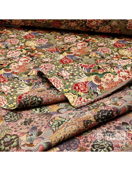 Tela Gobelino Pavo Real Floral: Tapicería Clásica - Imagen 3