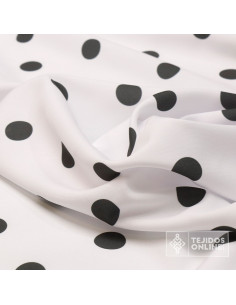 Tela Blanca con Lunar Gris Oscuro Big | Lunares para Flamenca - Imagen 2