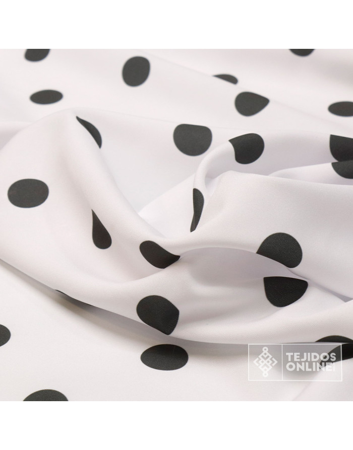 Tela Blanca con Lunar Gris Oscuro Big | Lunares para Flamenca - Imagen 2