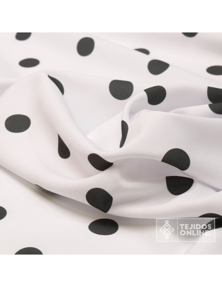 Tela Blanca con Lunar Gris Oscuro Big | Lunares para Flamenca - Imagen 2