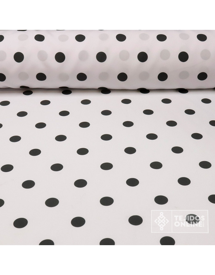 Tela Blanca con Lunar Gris Oscuro Big | Lunares para Flamenca - Imagen 1