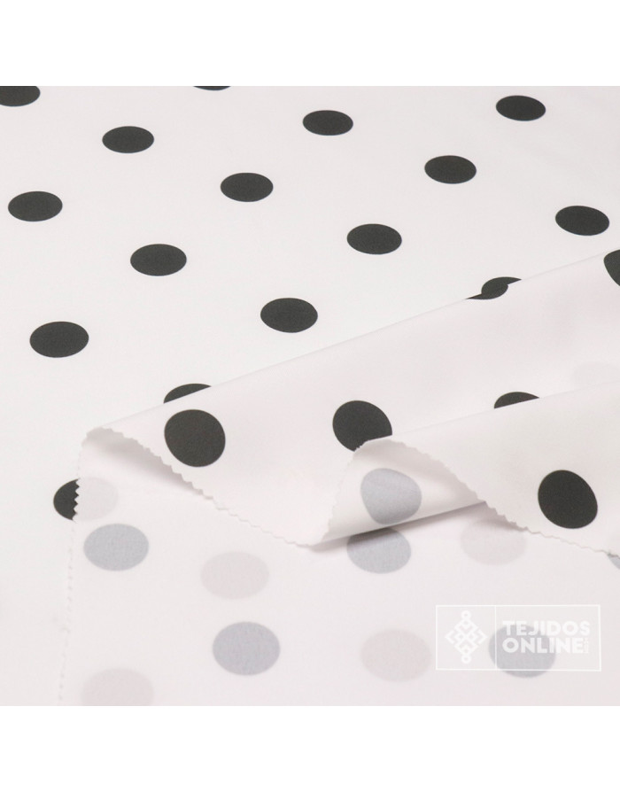 Tela Blanca con Lunar Gris Oscuro Big | Lunares para Flamenca - Imagen 3