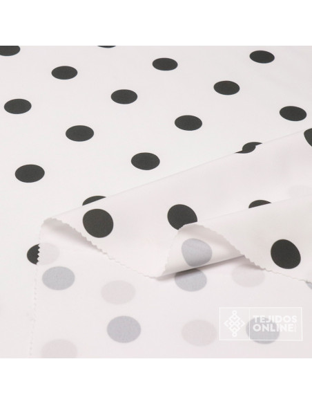 Tela Blanca con Lunar Gris Oscuro Big | Lunares para Flamenca - Imagen 3