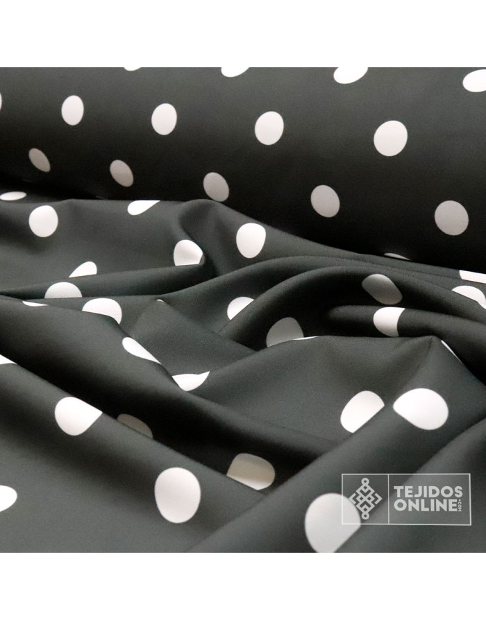 Tela Gris con Lunar Blanco  Big | Lunares para Flamenca - Imagen 3